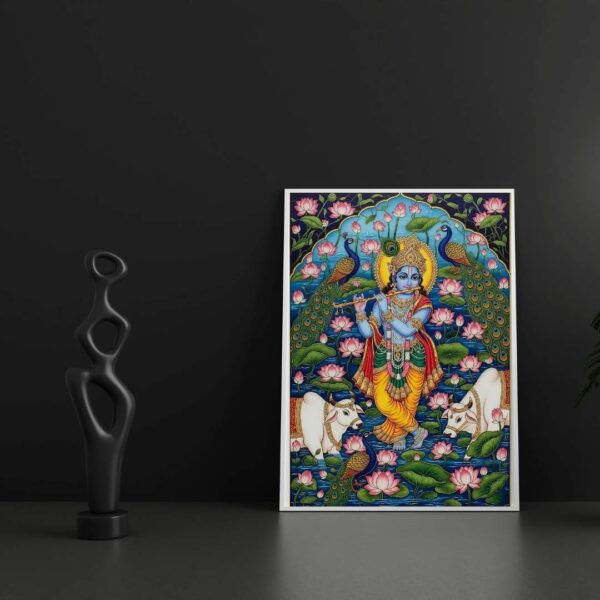 Krishna's Divine Melody in Lotus Pond