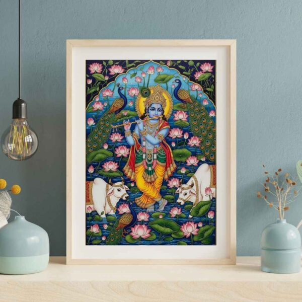 Krishna's Divine Melody in Lotus Pond