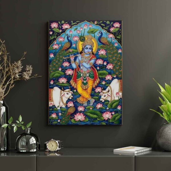 Krishna's Divine Melody in Lotus Pond